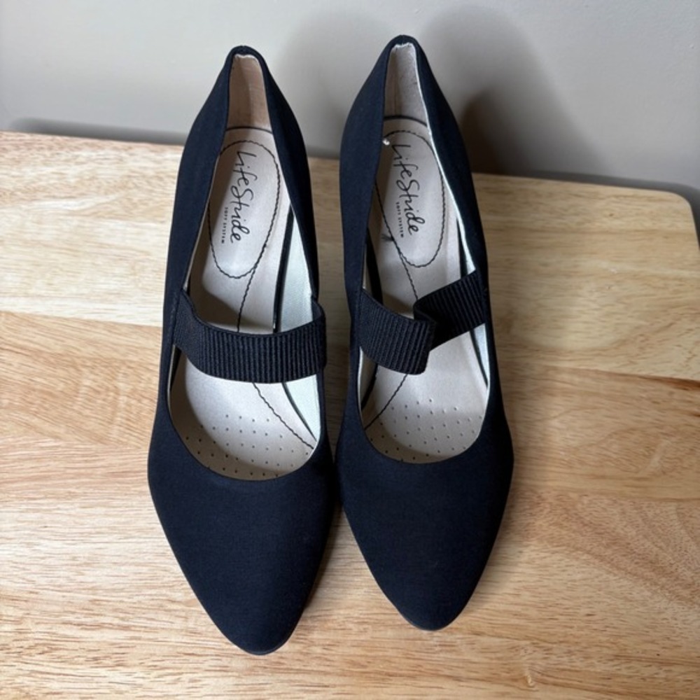 LifeStride Women Gio May Jane Wedge‎ Microsuede Black Pumps Sz 9.5 Office Career - Picture 2 of 7
